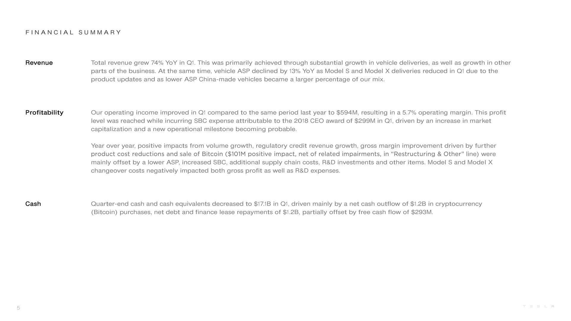 Отчет Tesla Inc. за первый квартал 2021 (5 слайд)
