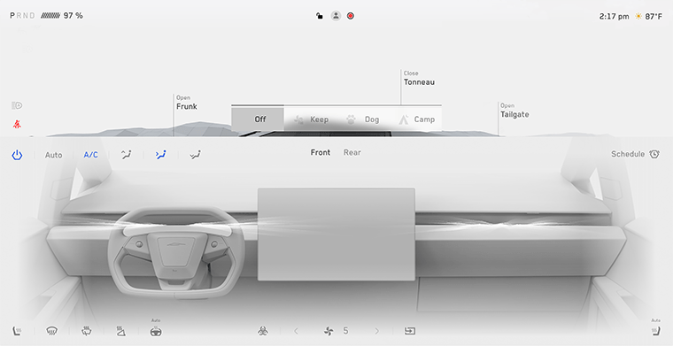 Сенсорный экран с элементами управления климат-контролем