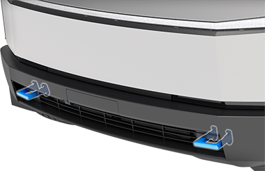 Два буксировочных крюка на передней части автомобиля