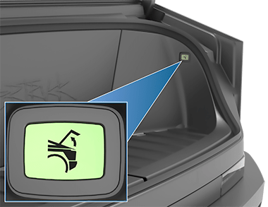 Внутренняя часть переднего багажника с увеличенным изображением кнопки аварийного открывания