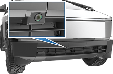 Передняя часть автомобиля с увеличением на передней камере