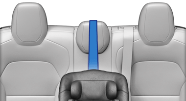 Лямка проходит вверх и через середину центрального сиденья