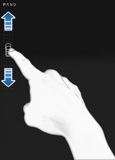 Палец, указывающий на иконку автомобиля со стрелками вверх и вниз