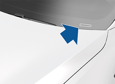 Стрелка, указывающая на табличку с VIN-номером в верхней части приборной панели.