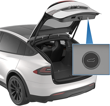 Кнопка на нижней стороне двери багажника с изображением автомобиля с открытым багажником