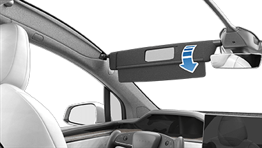 Стрелка, показывающая, как опустить крышку, чтобы открыть зеркало.