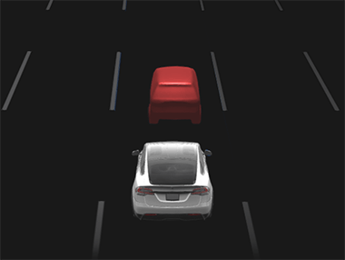 Скриншот обнаруженного впереди автомобиля, выделенного красным цветом