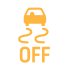 Янтарный значок вида сзади автомобиля с волнистыми следами от шин и словом OFF