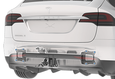 Изображение, показывающее крепление сцепного устройства к кузову с выделенными крепежными элементами.