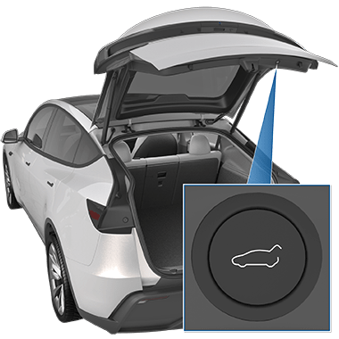 Кнопка на нижней стороне двери багажника с изображением автомобиля с открытым багажником