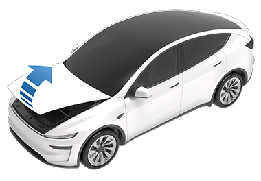 Стрелка, указывающая вверх от переднего капота автомобиля