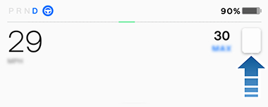 Сенсорный экран со стрелкой, указывающей на ограничение скорости