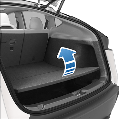 Задний багажник со стрелкой, указывающей на доступ к грузовому отсеку