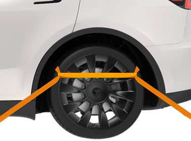 Вид заднего колеса с установленными крепежными ремнями.