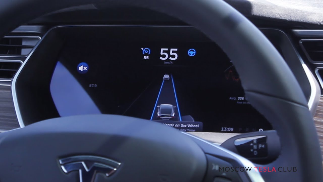 Автопилот первого электрокроссовера Тесла Модел Икс в России г. Москва Tesla Model X Autopilot