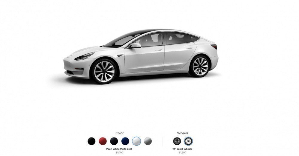 Tesla запустила конфигуратор Model 3 для всех