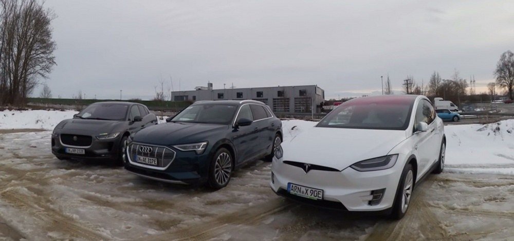 Сравнительный тест расхода энергии Tesla Model X, Jaguar I-Pace и Audi e-tron quattro
