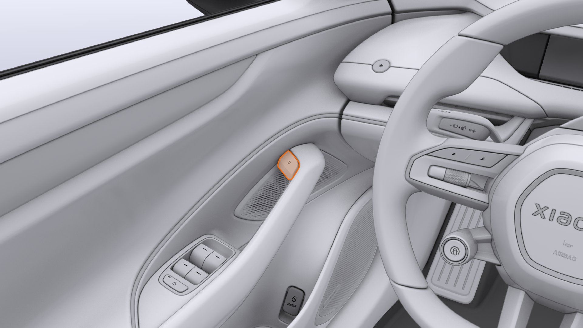 Открытие дверей изнутри Xiaomi SU7